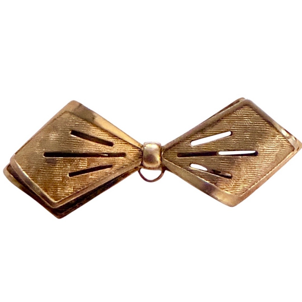 Vintage 1950’s Gold Bow Brooch or Pin, 2.15” Long